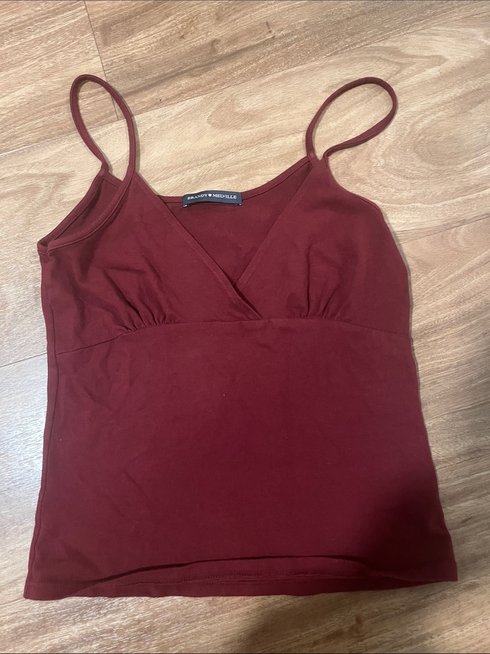 Brandy Melville Burgundy V-Neck Spaghetti Strap Cami